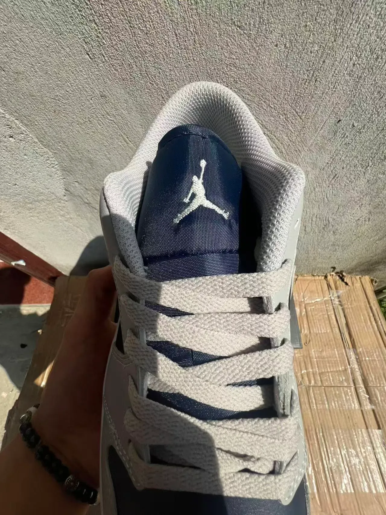 Nike Air Jordan 1 Low Gray Navy White Lifestyle Sneakers 4