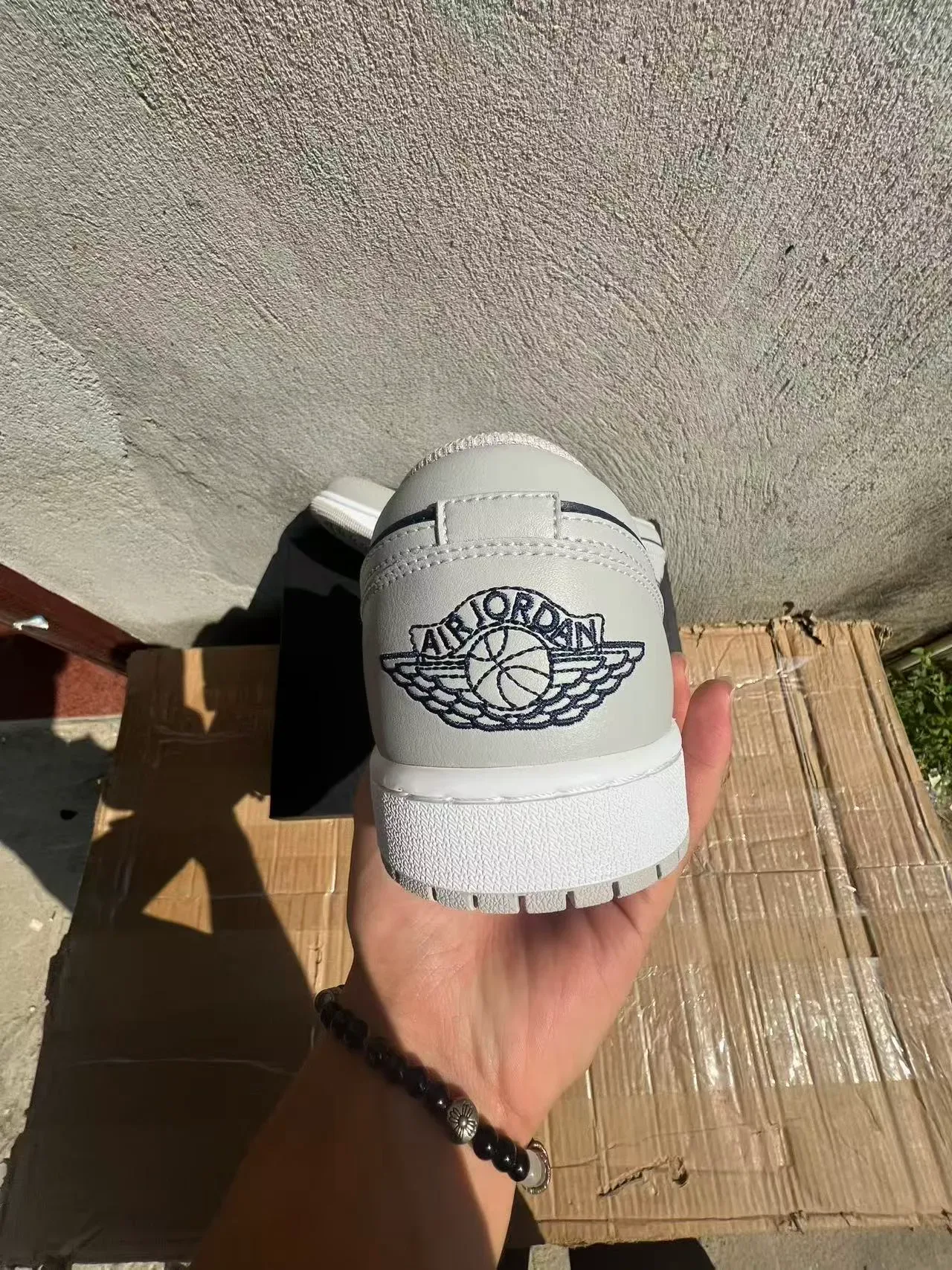 Nike Air Jordan 1 Low Gray Navy White Lifestyle Sneakers 8