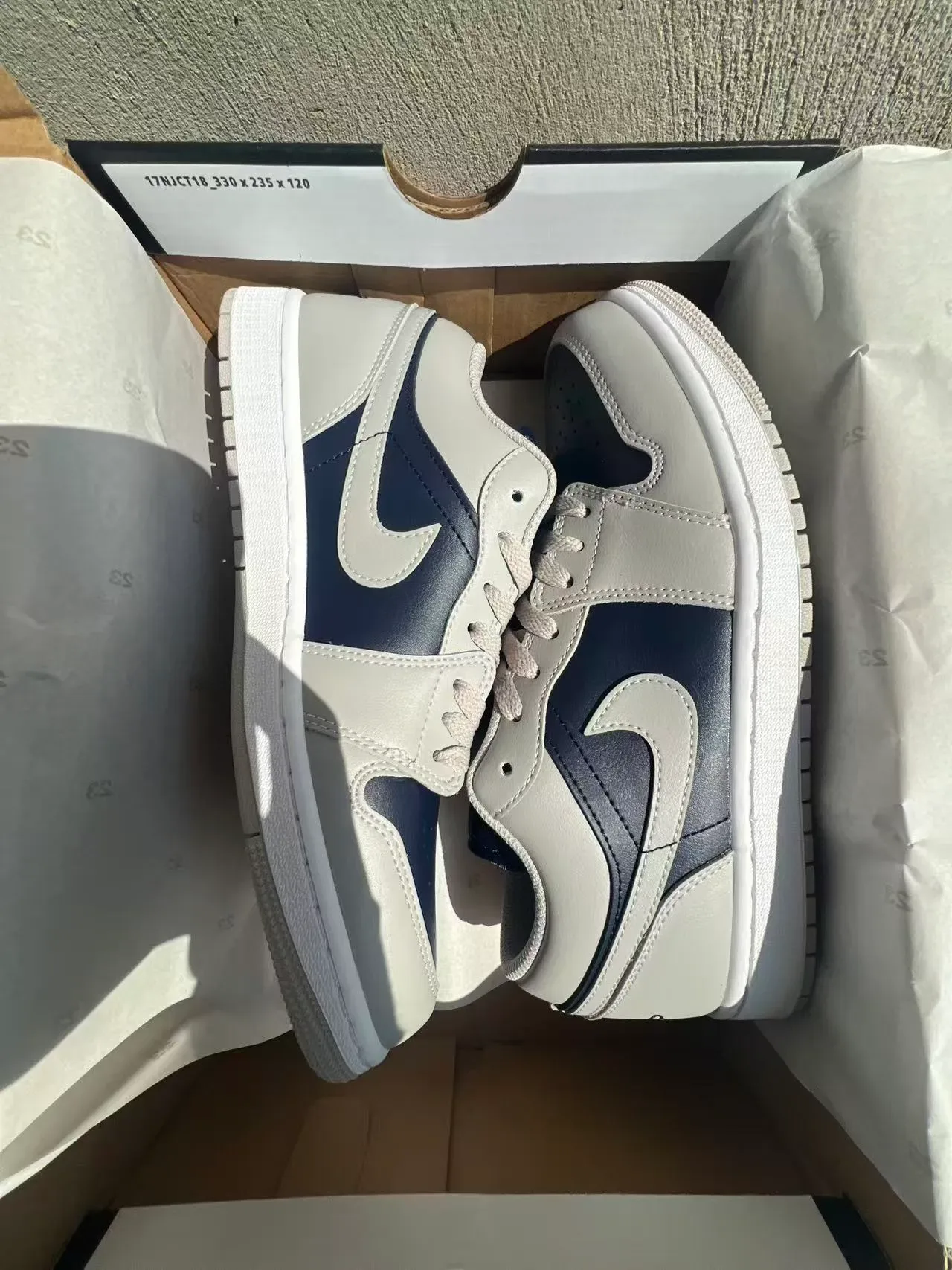 Nike Air Jordan 1 Low Gray Navy White Lifestyle Sneakers 9