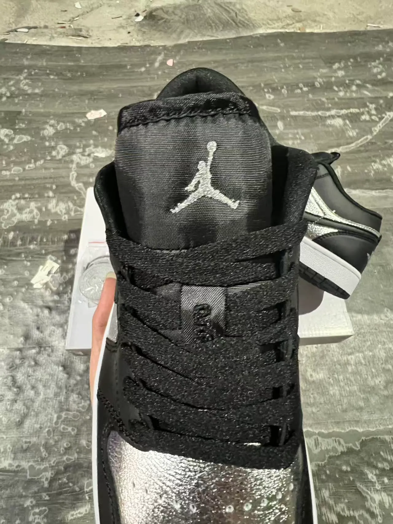 Nike Air Jordan 1 Low Metallic Silver Black Lifestyle Sneakers 4