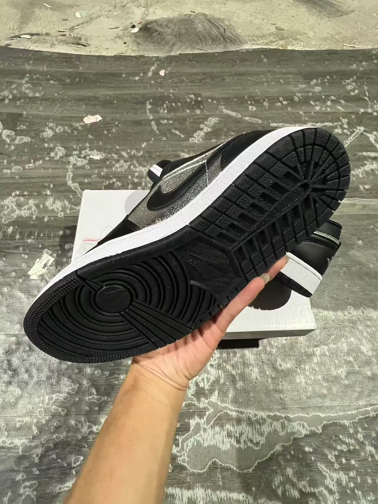 Nike Air Jordan 1 Low Metallic Silver Black Lifestyle Sneakers 6