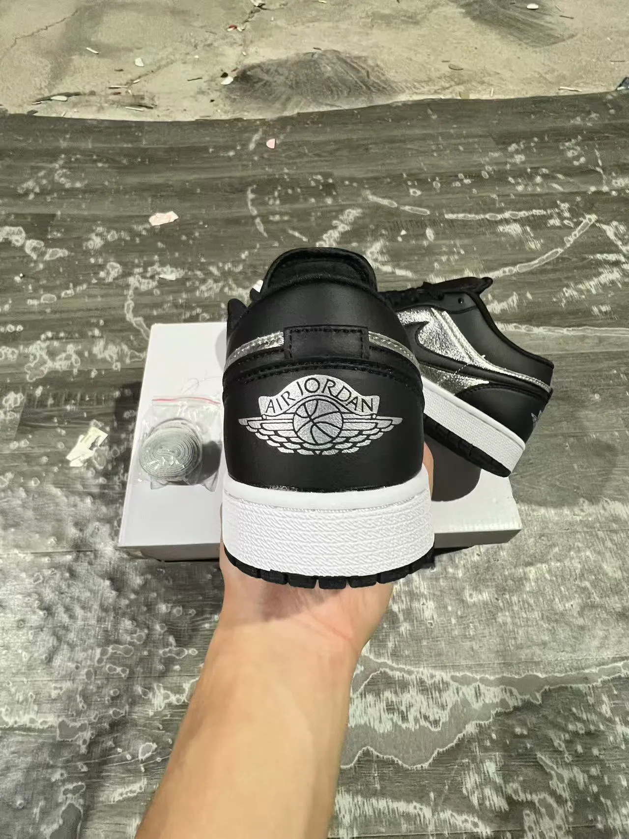 Nike Air Jordan 1 Low Metallic Silver Black Lifestyle Sneakers 8