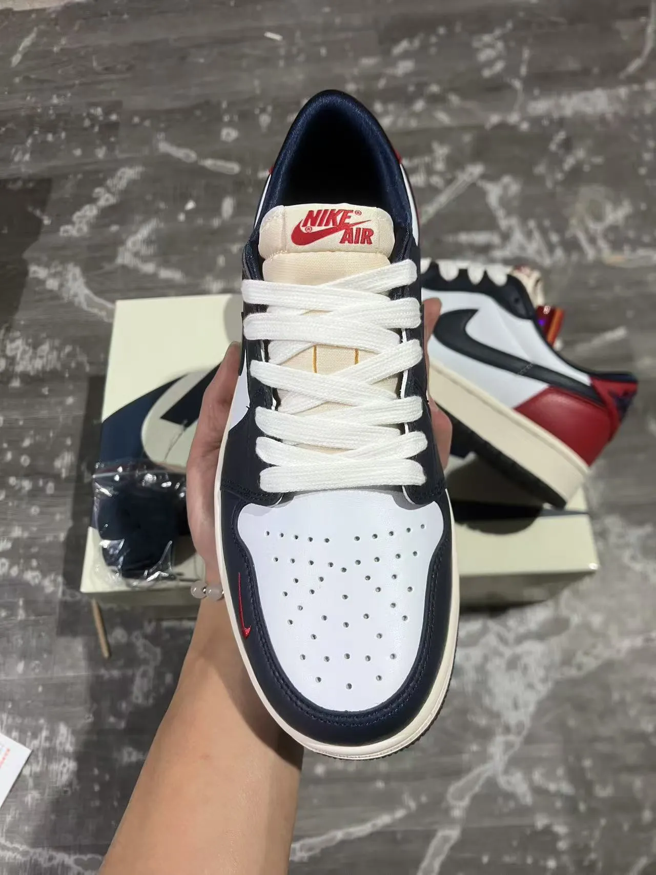 Nike Air Jordan 1 Low Navy Red White Lifestyle Sneakers 3