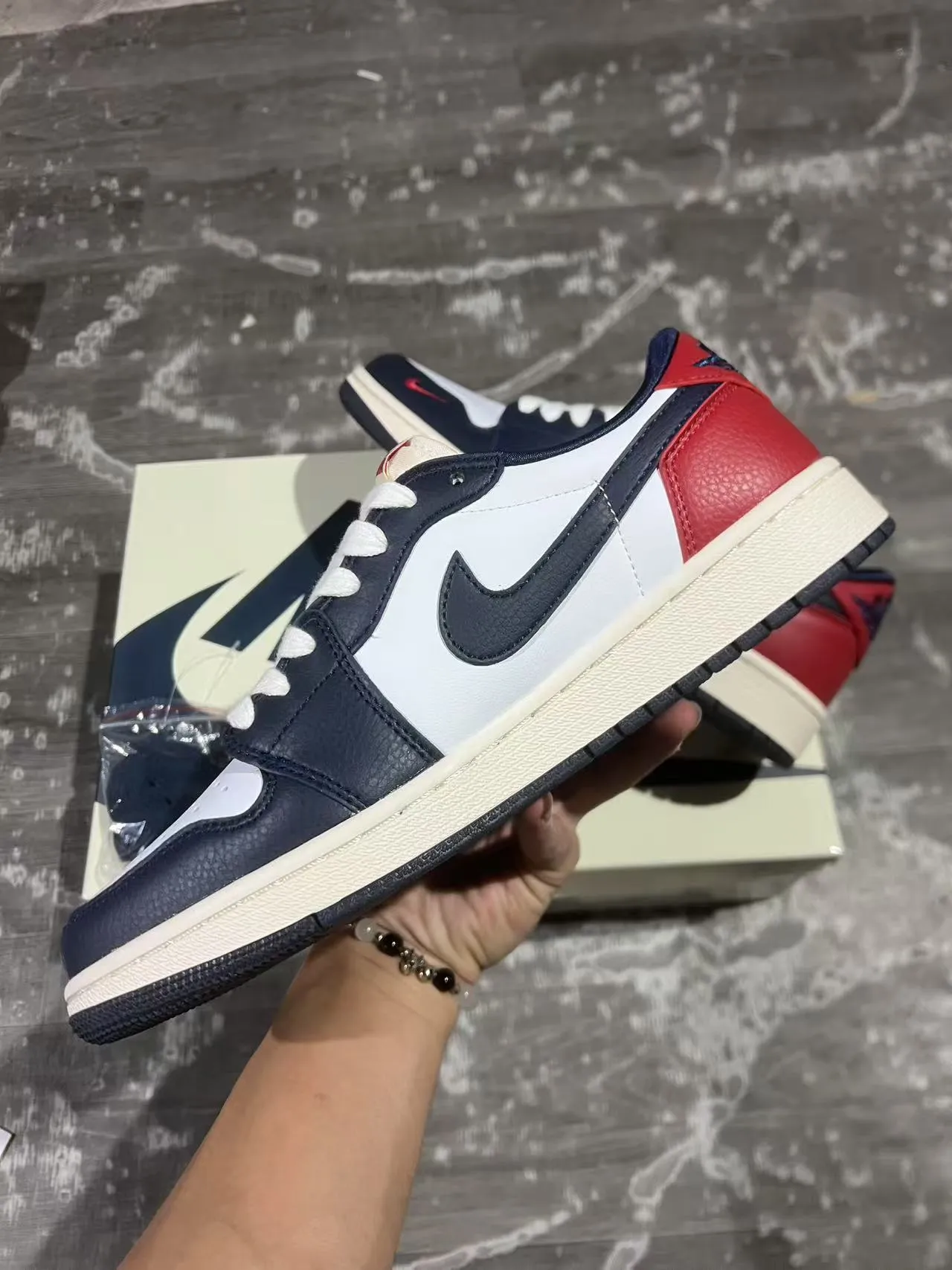 Nike Air Jordan 1 Low Navy Red White Lifestyle Sneakers 5
