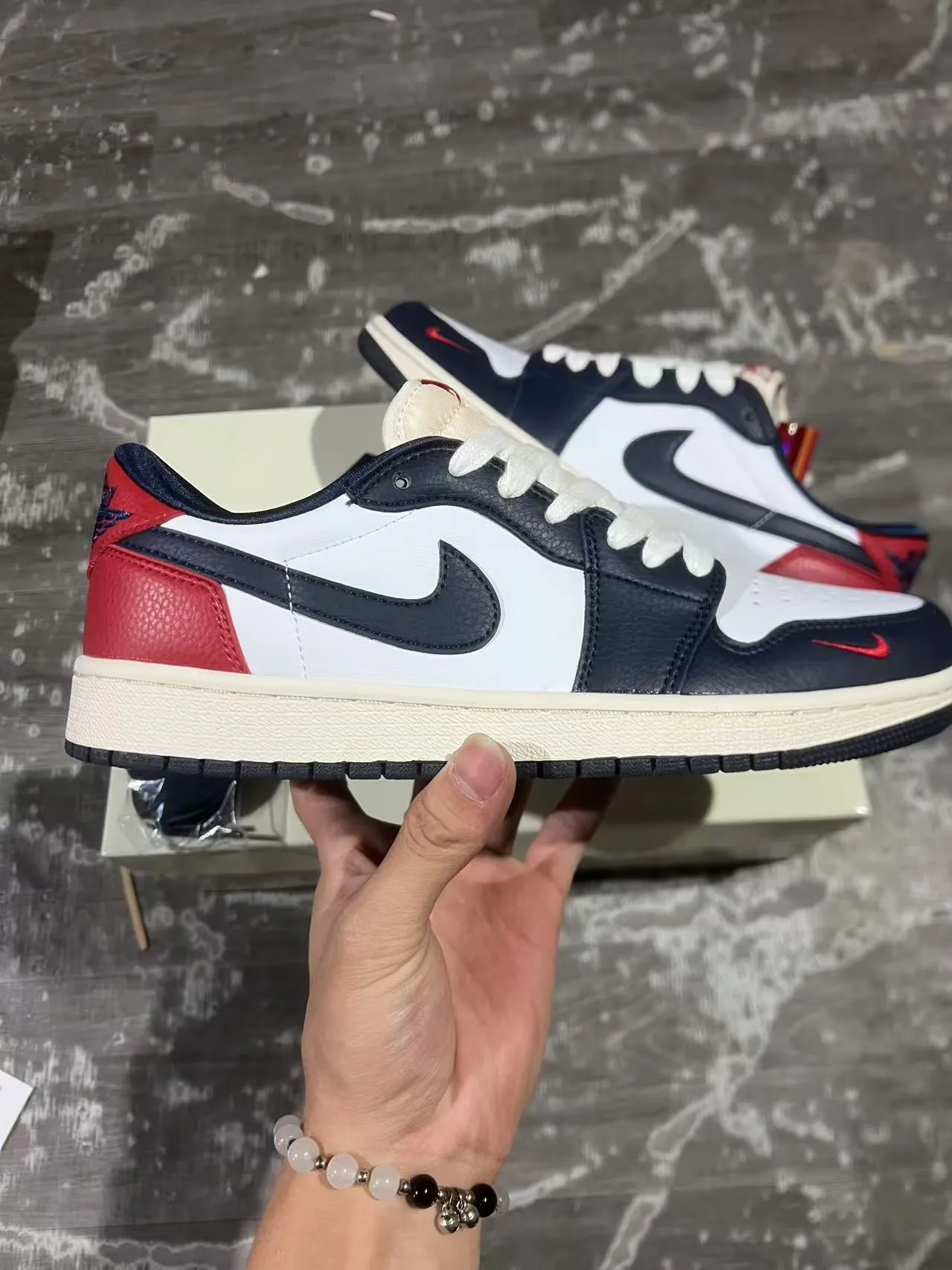 Nike Air Jordan 1 Low Navy Red White Lifestyle Sneakers 7
