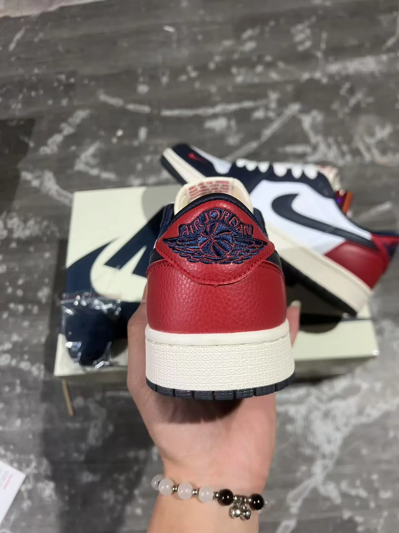 Nike Air Jordan 1 Low Navy Red White Lifestyle Sneakers 8