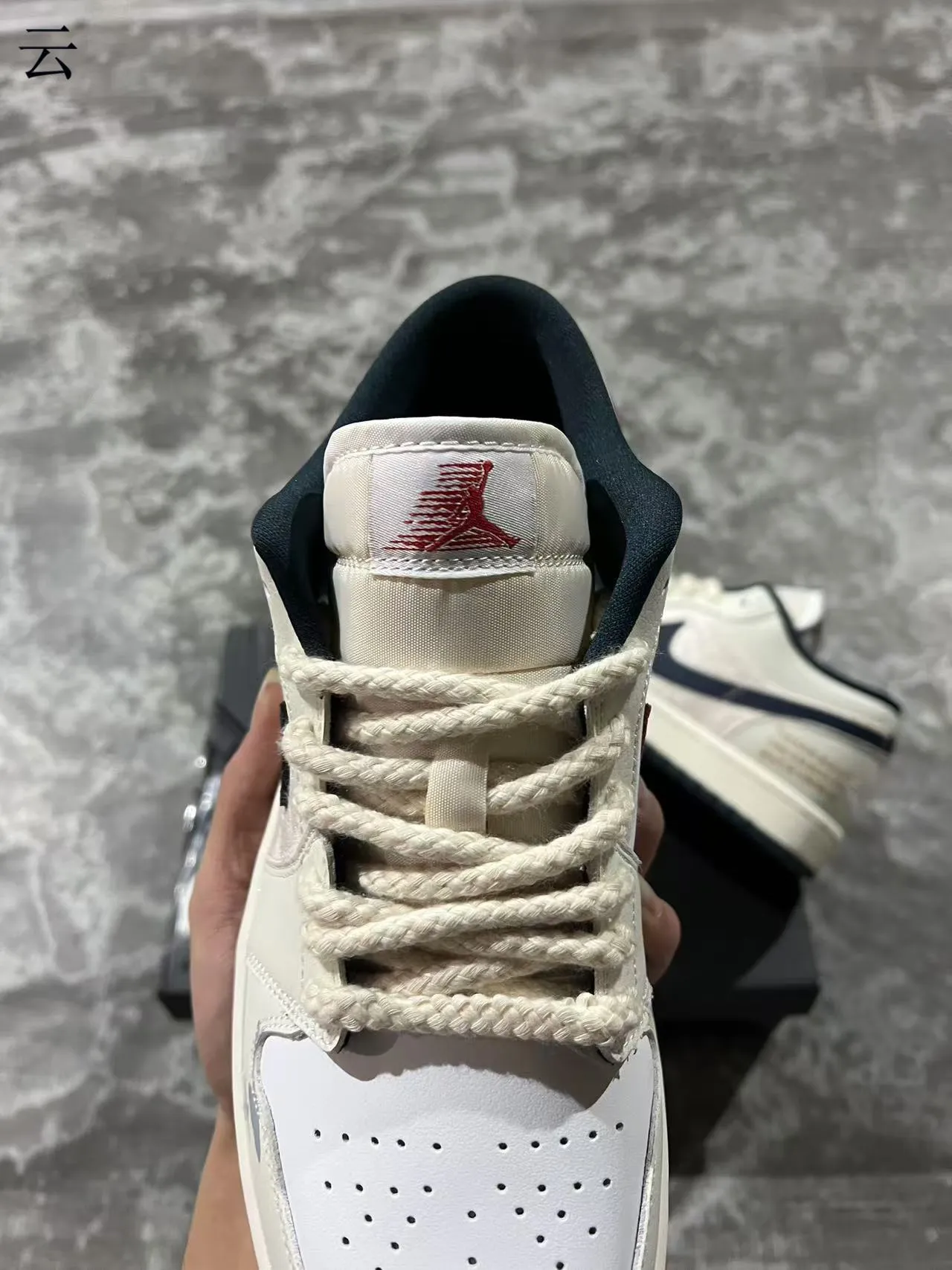 Nike Air Jordan 1 Low Off-White Navy Lifestyle Sneakers 4