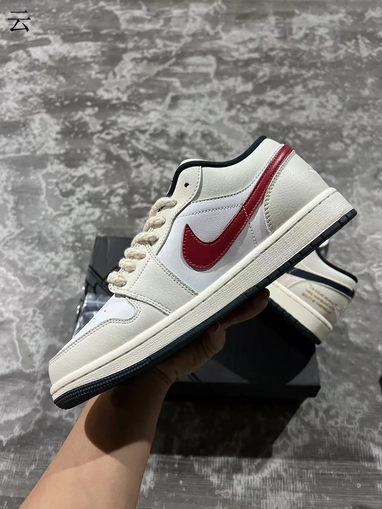 Nike Air Jordan 1 Low Off-White Navy Lifestyle Sneakers 5