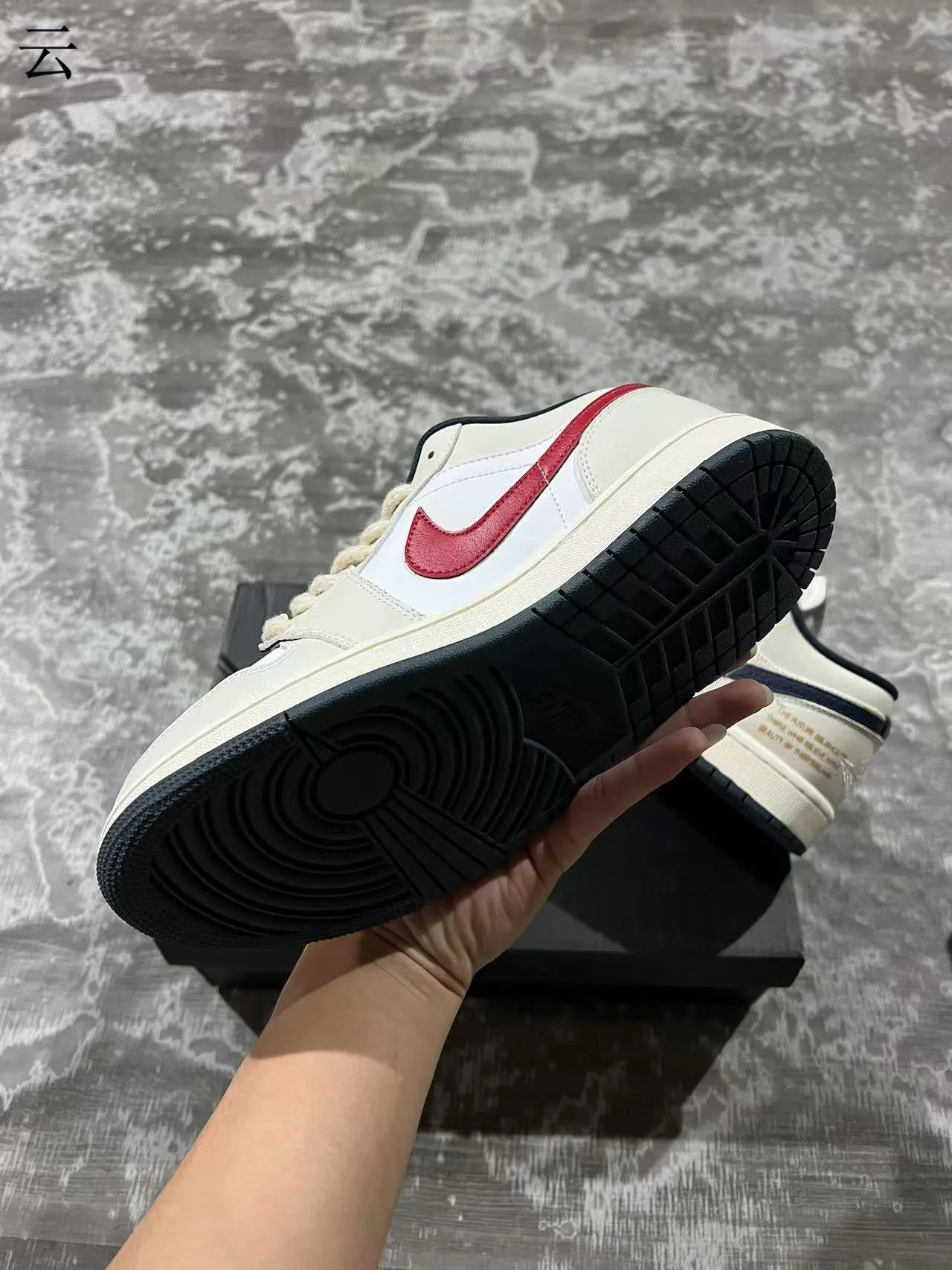 Nike Air Jordan 1 Low Off-White Navy Lifestyle Sneakers 6
