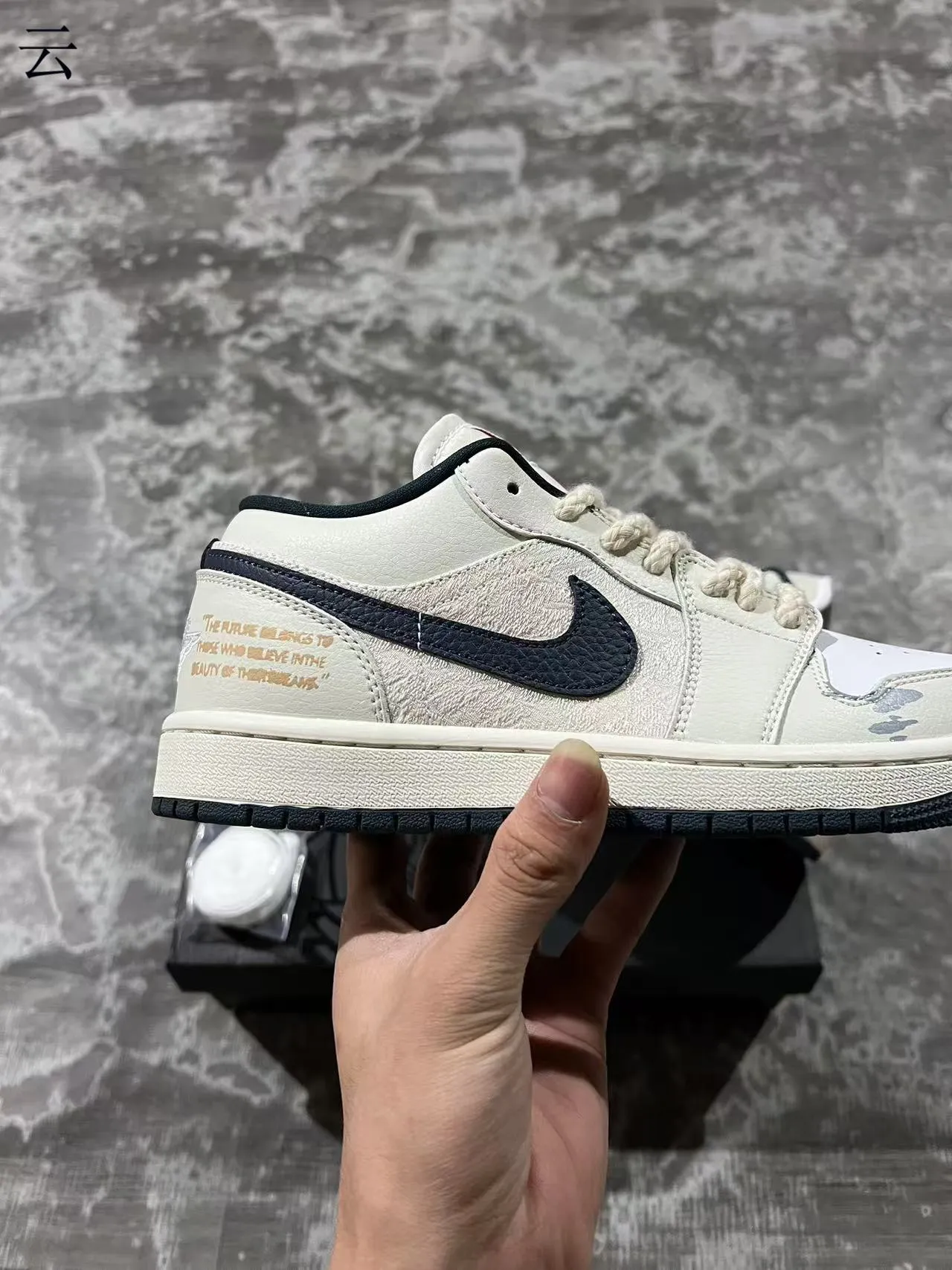 Nike Air Jordan 1 Low Off-White Navy Lifestyle Sneakers 7