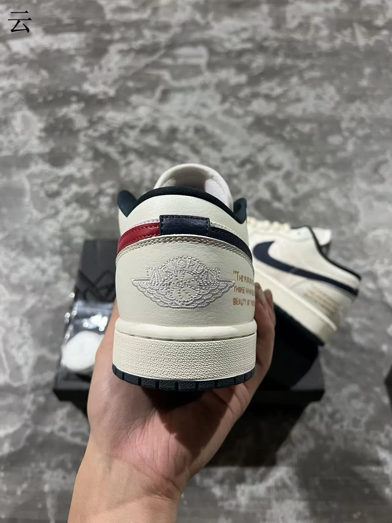 Nike Air Jordan 1 Low Off-White Navy Lifestyle Sneakers 8