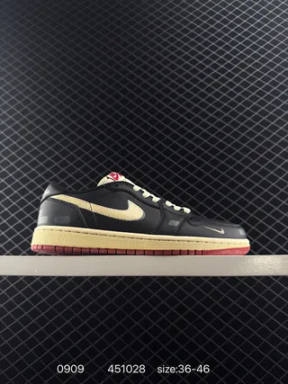 Nike Air Jordan 1 Low OG Black Cream Red Basketball Shoes 2