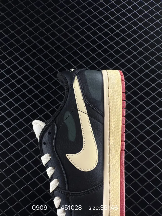 Nike Air Jordan 1 Low OG Black Cream Red Basketball Shoes 4