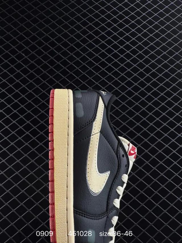 Nike Air Jordan 1 Low OG Black Cream Red Basketball Shoes 5