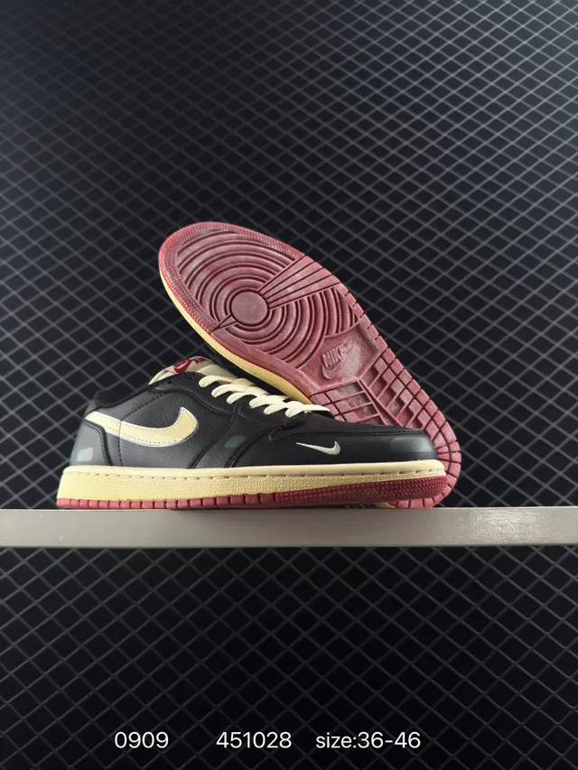 Nike Air Jordan 1 Low OG Black Cream Red Basketball Shoes 6