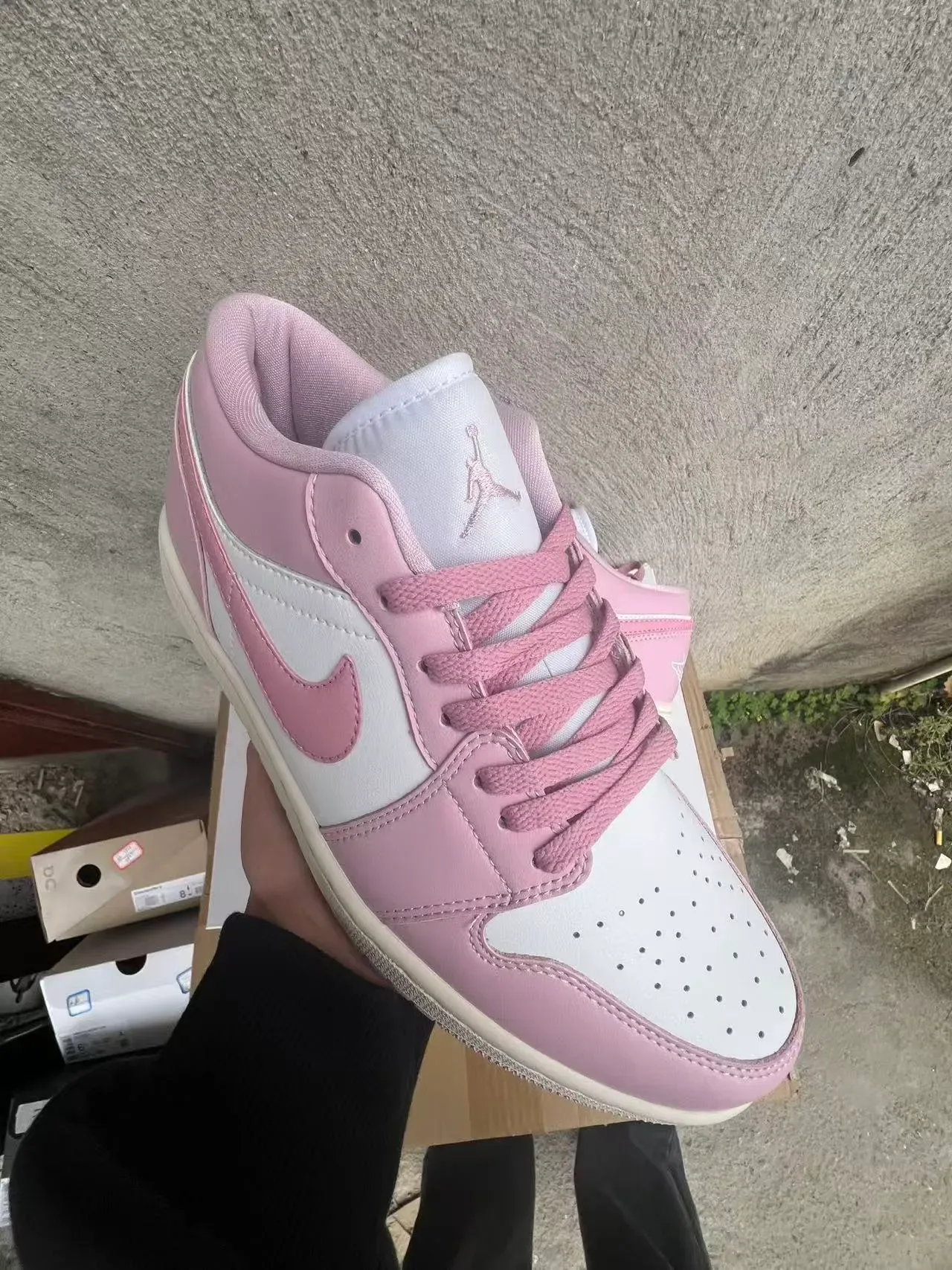 Nike Air Jordan 1 Low Pink and White Lifestyle Sneakers 2