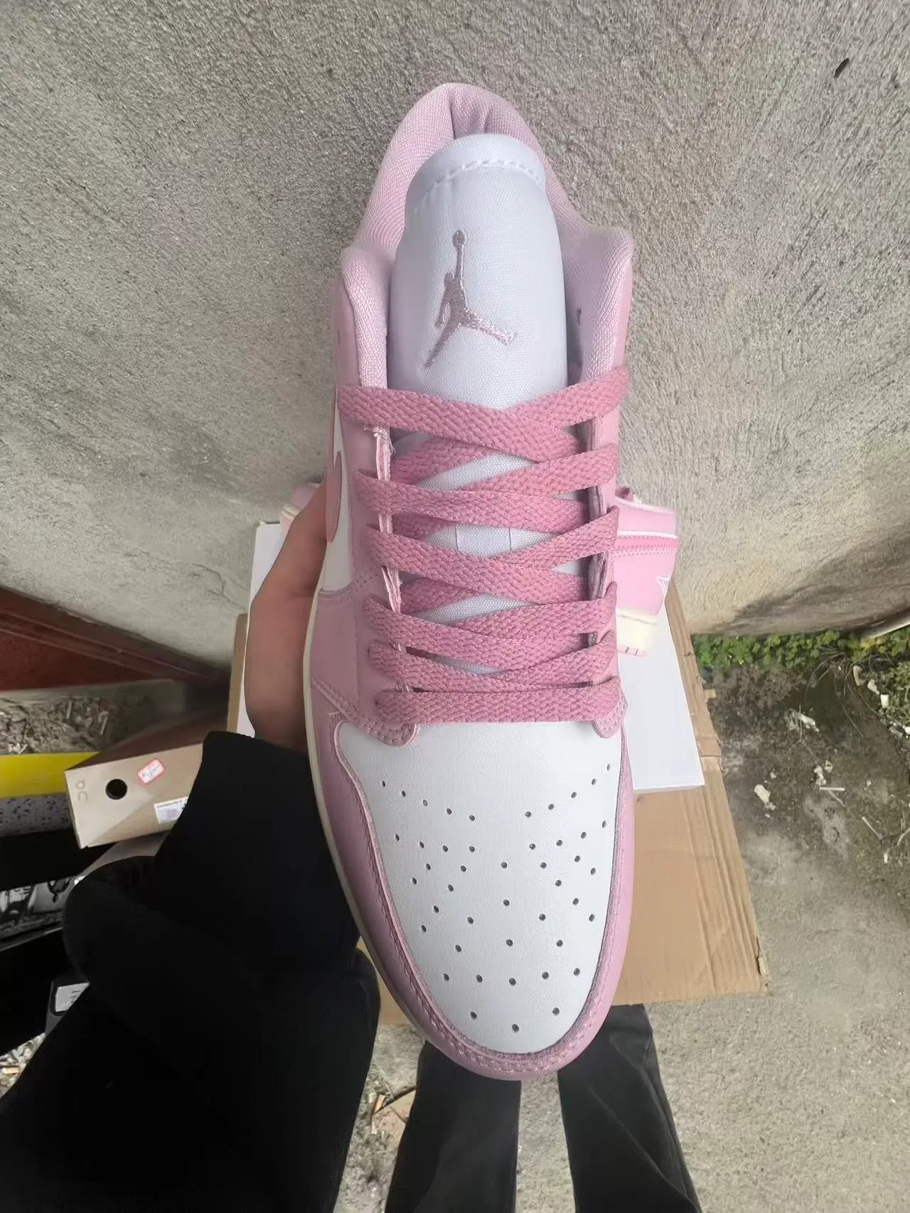 Nike Air Jordan 1 Low Pink and White Lifestyle Sneakers 3