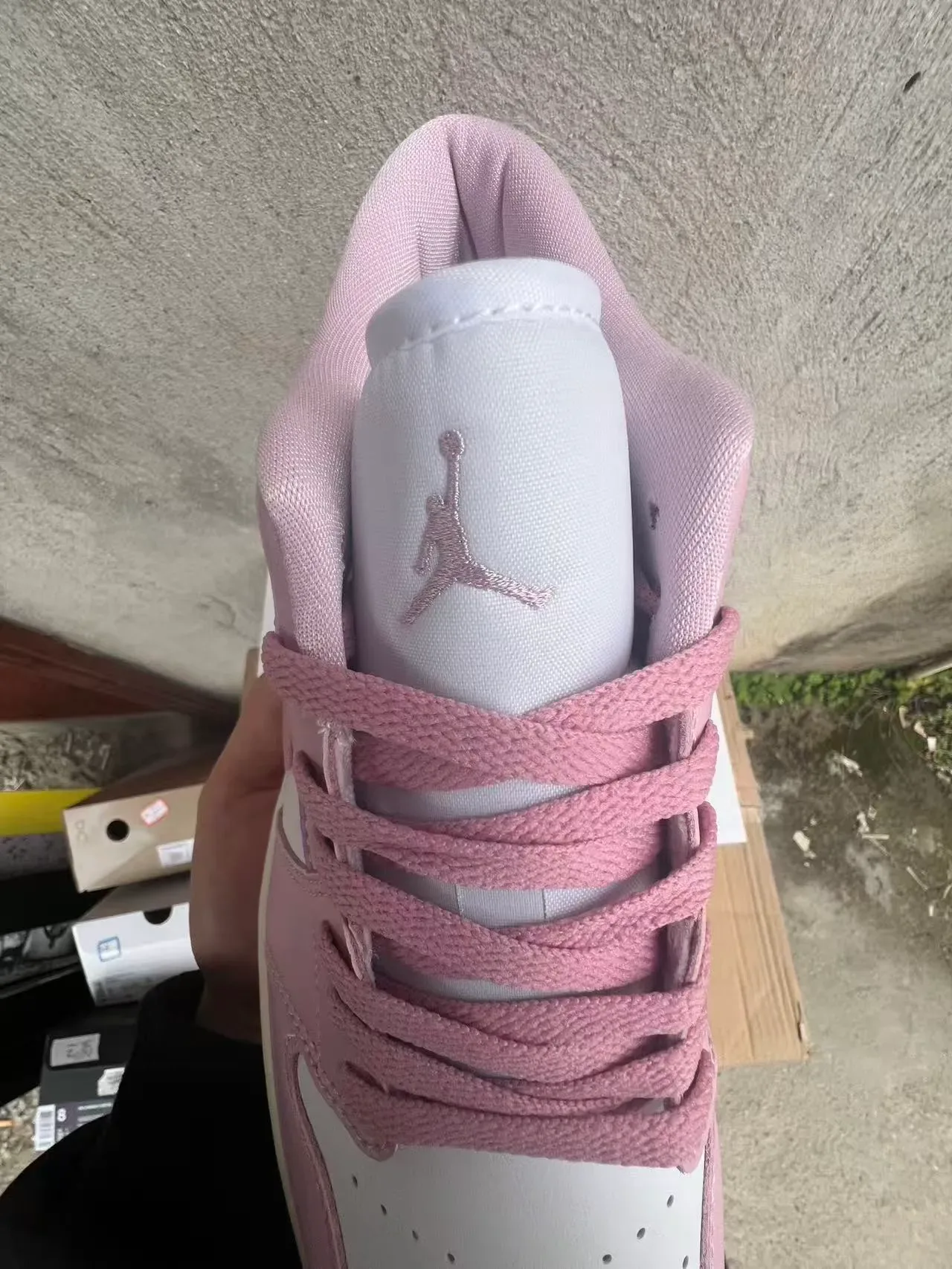 Nike Air Jordan 1 Low Pink and White Lifestyle Sneakers 4