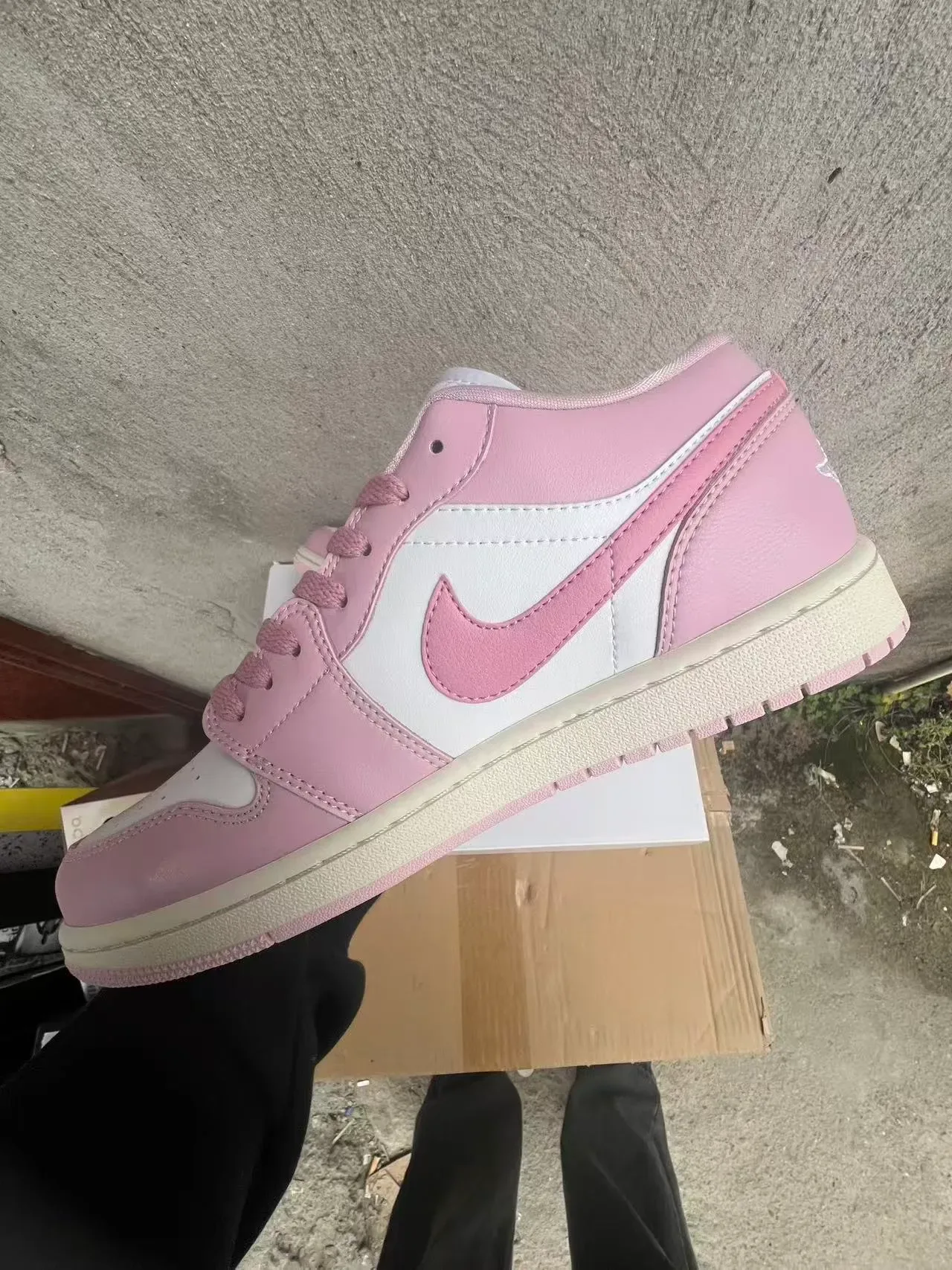 Nike Air Jordan 1 Low Pink and White Lifestyle Sneakers 5