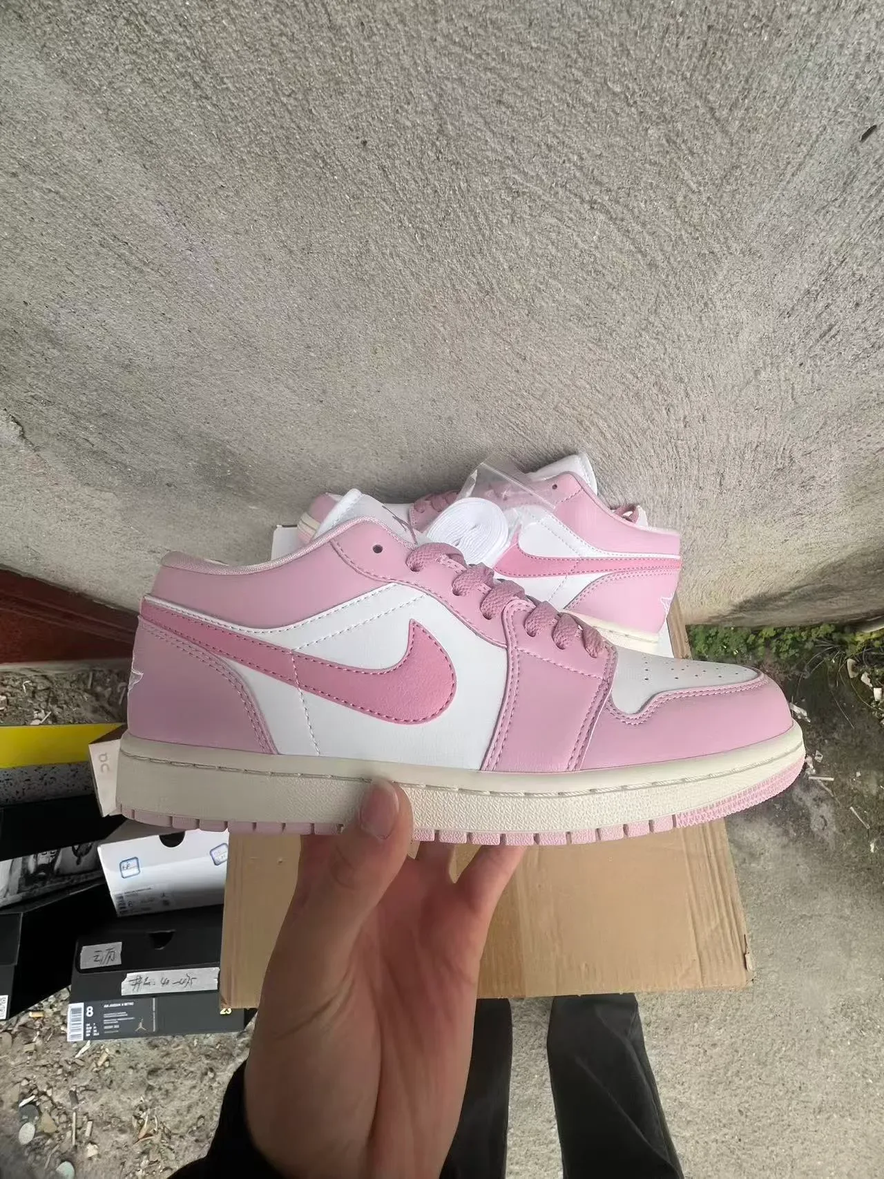 Nike Air Jordan 1 Low Pink and White Lifestyle Sneakers 7