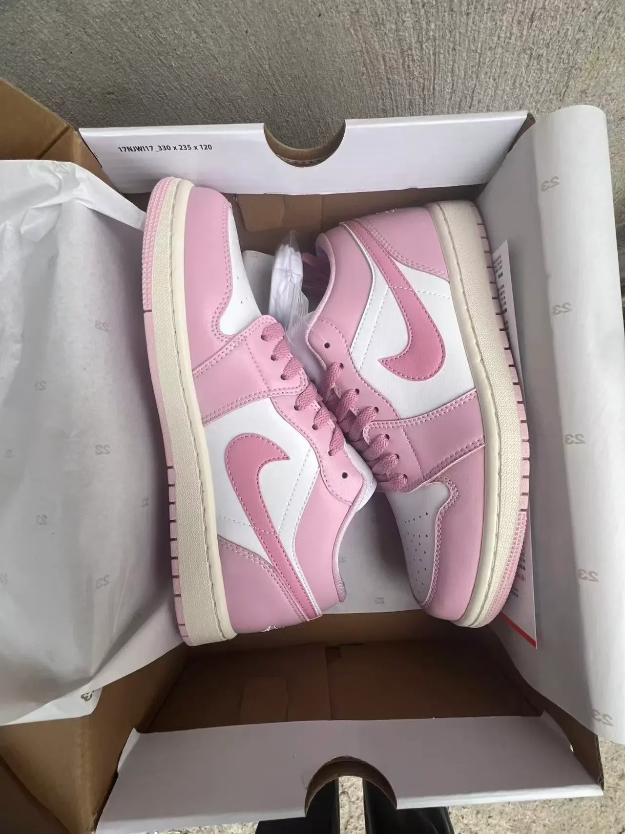 Nike Air Jordan 1 Low Pink and White Lifestyle Sneakers 9