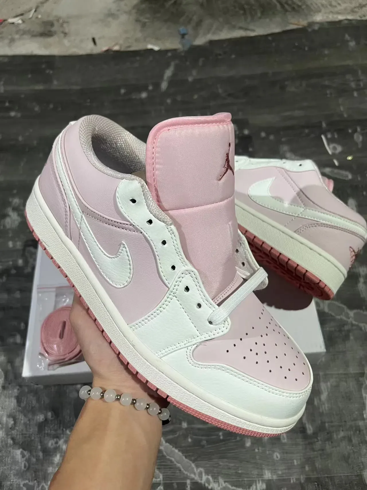 Nike Air Jordan 1 Low Pink and White Lifestyle Sneakers 2