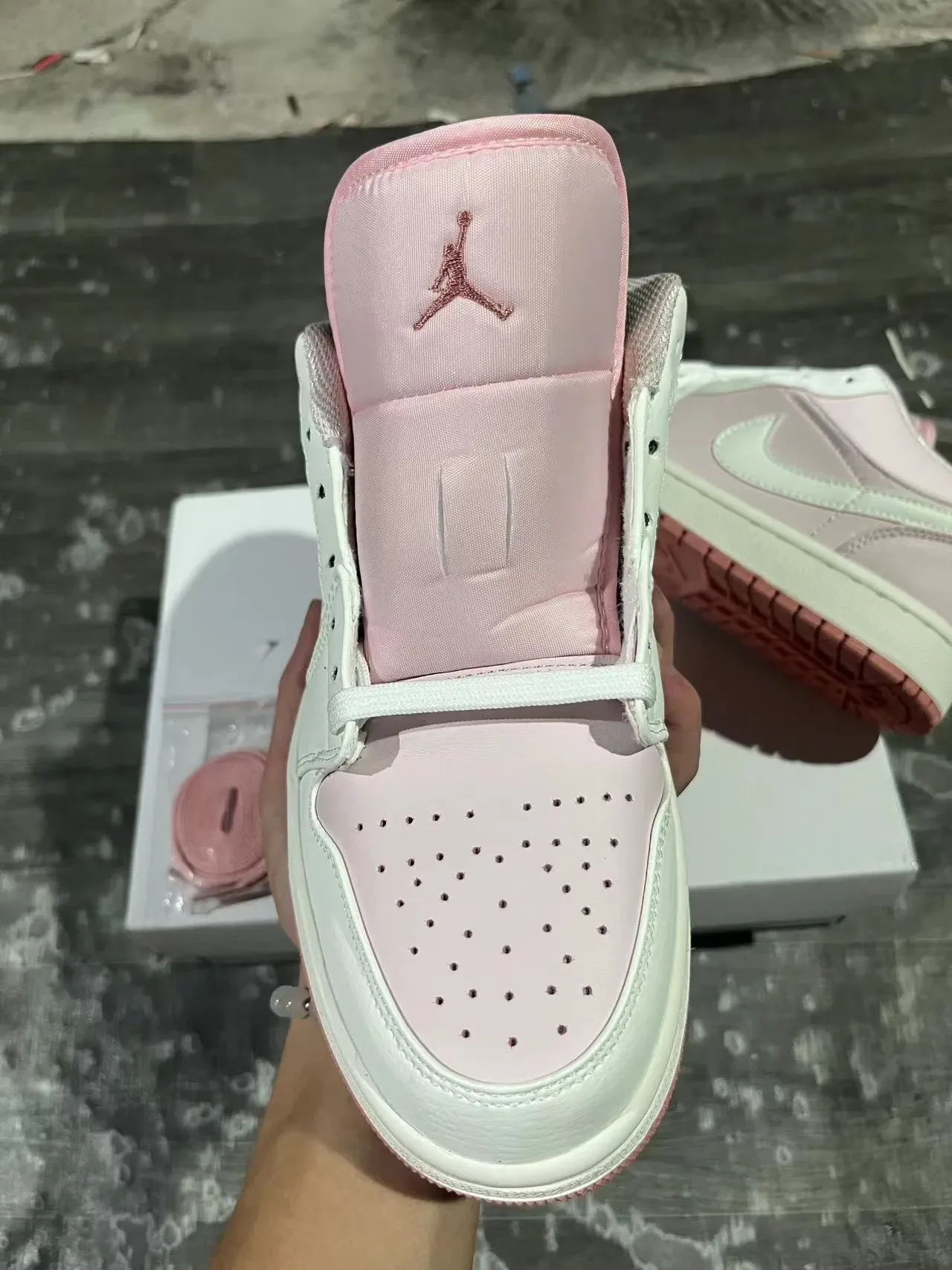 Nike Air Jordan 1 Low Pink and White Lifestyle Sneakers 3