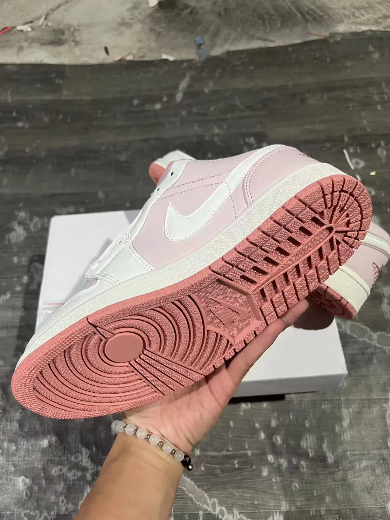 Nike Air Jordan 1 Low Pink and White Lifestyle Sneakers 6