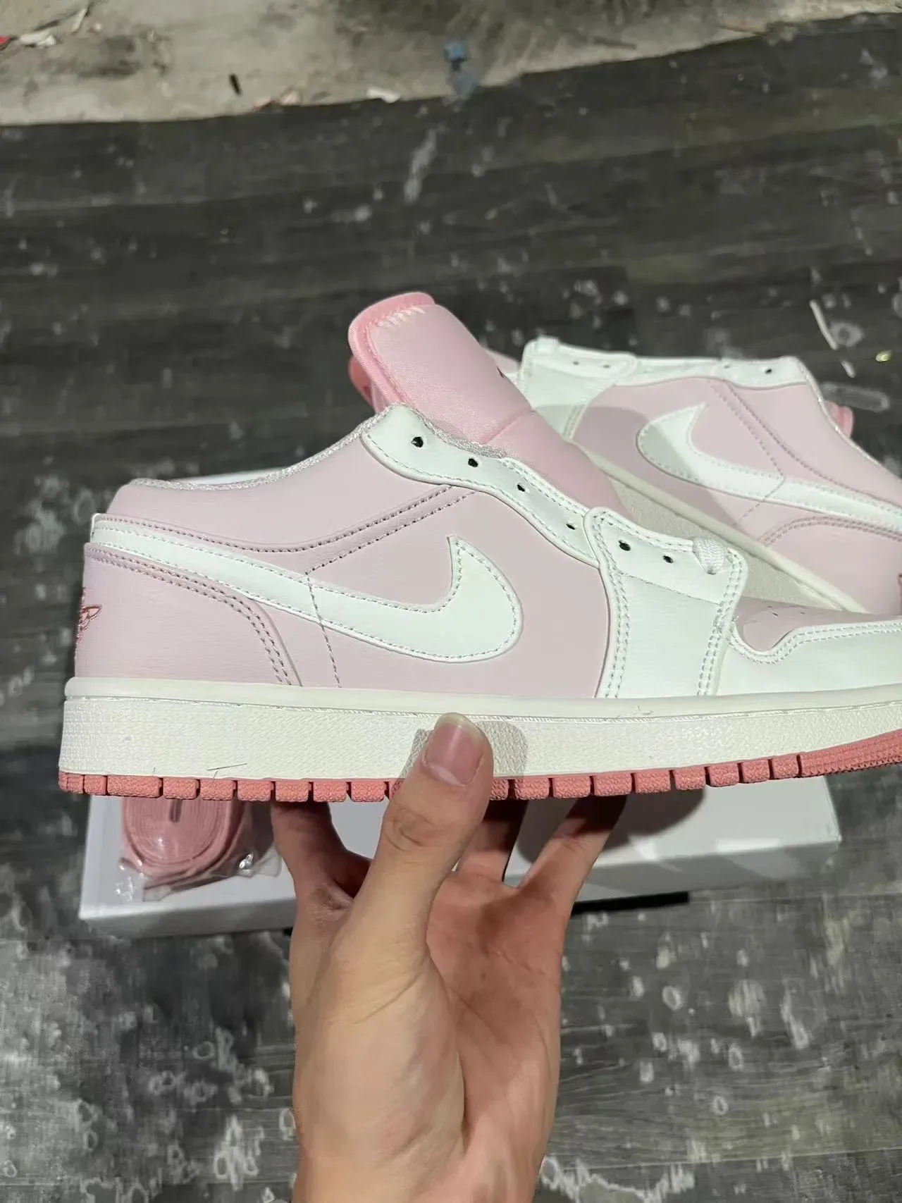 Nike Air Jordan 1 Low Pink and White Lifestyle Sneakers 7