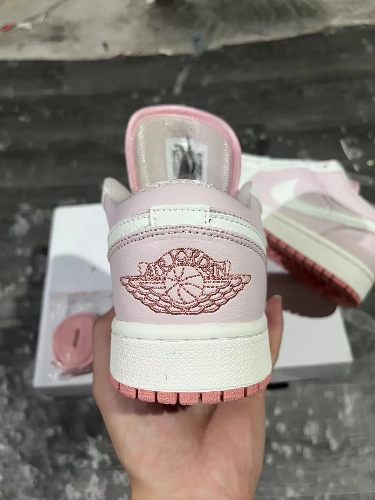 Nike Air Jordan 1 Low Pink and White Lifestyle Sneakers 8