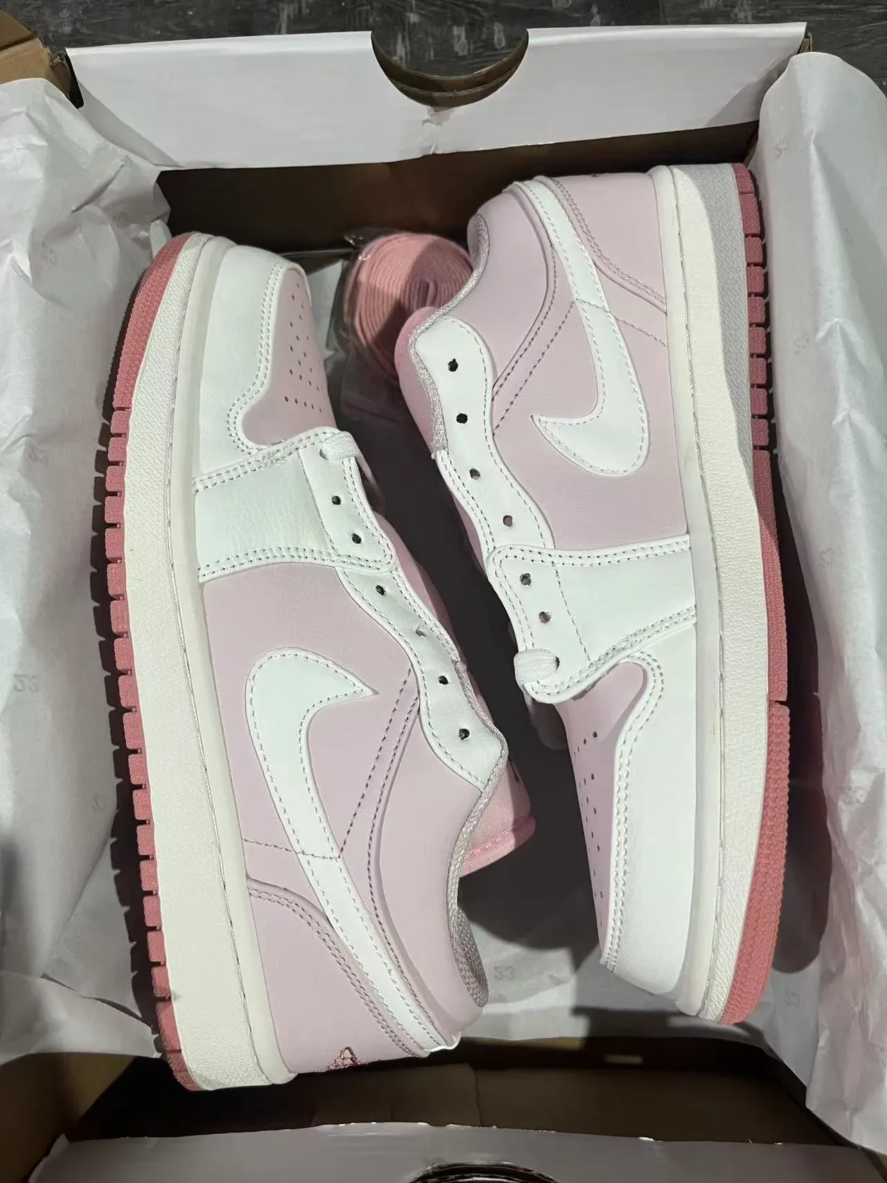 Nike Air Jordan 1 Low Pink and White Lifestyle Sneakers 9
