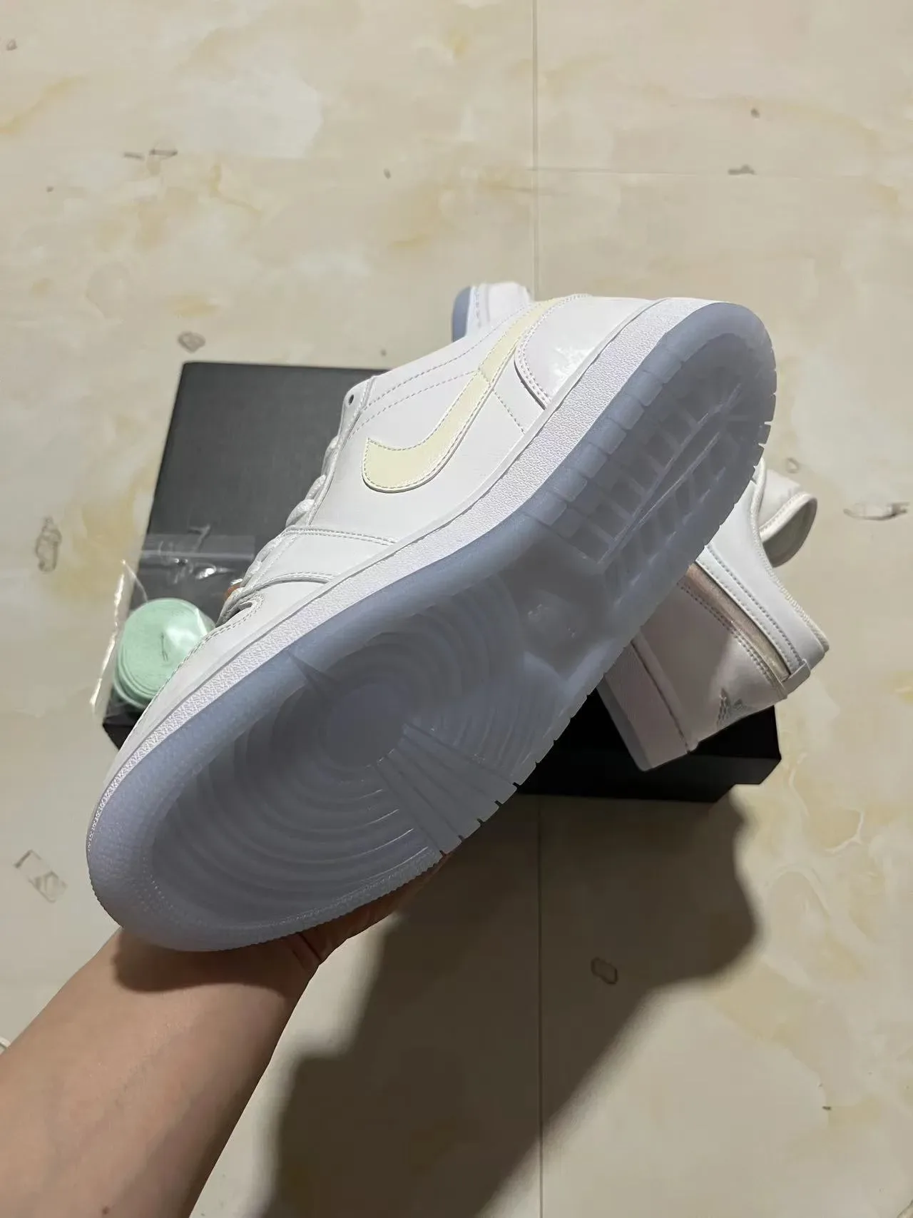 Nike Air Jordan 1 Low White Iridescent Swoosh Lifestyle Sneakers 6
