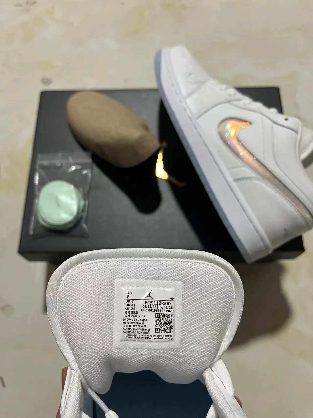 Nike Air Jordan 1 Low White Iridescent Swoosh Lifestyle Sneakers 10