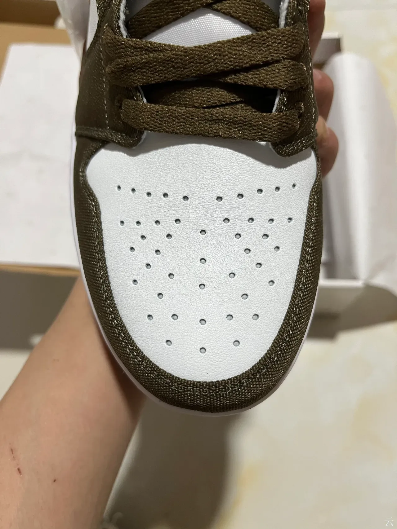 Nike Air Jordan 1 Olive Brown and Metallic Gold Lifestyle Sneakers 3