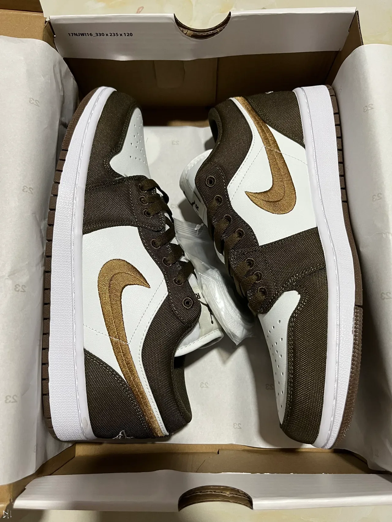 Nike Air Jordan 1 Olive Brown and Metallic Gold Lifestyle Sneakers 7