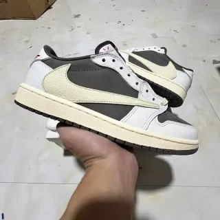 Nike Air Jordan 1 White Gray Low-Top Layered Leather And Suede Lifestyle Sneakers