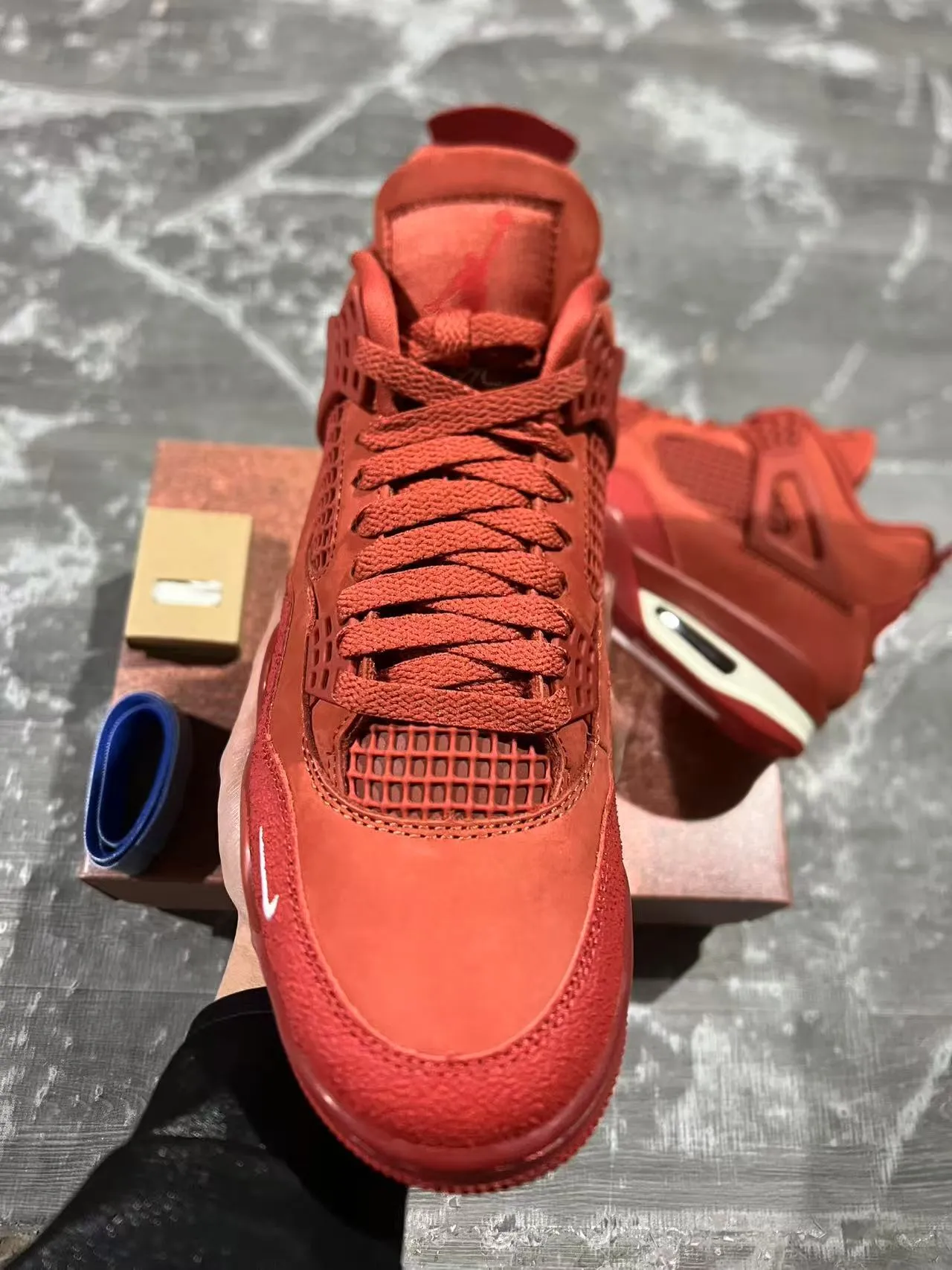 Nike Air Jordan 4 Red Suede Mesh Basketball Shoes 3