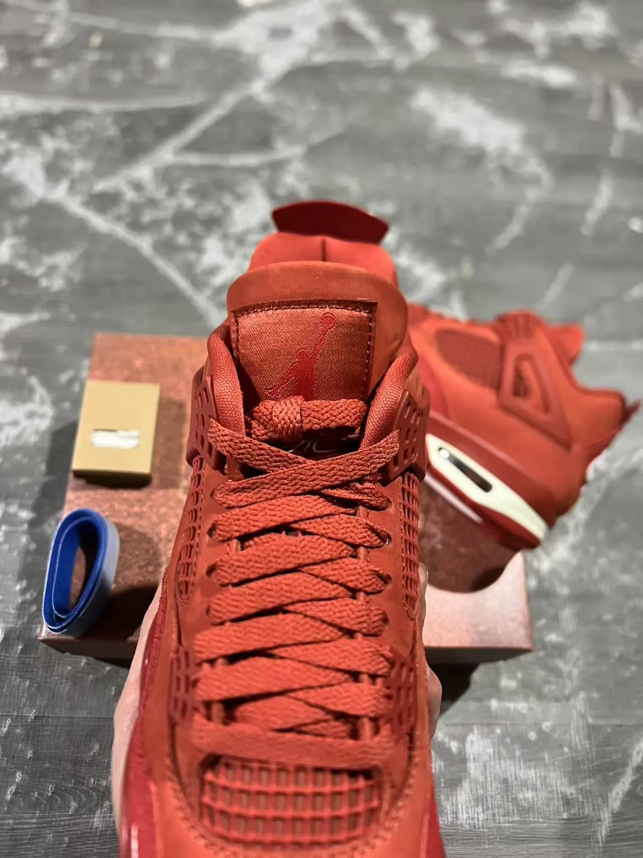 Nike Air Jordan 4 Red Suede Mesh Basketball Shoes 4