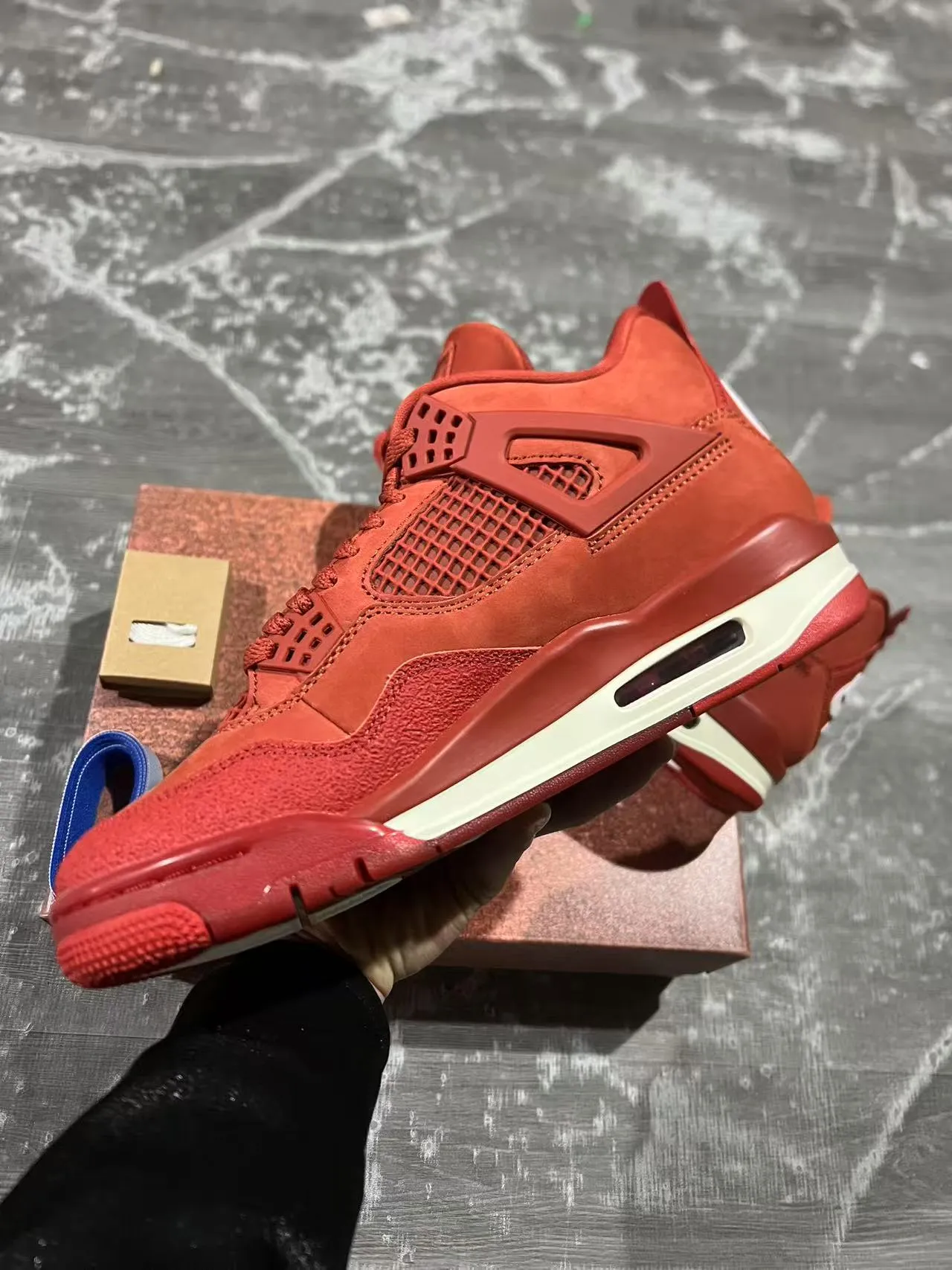 Nike Air Jordan 4 Red Suede Mesh Basketball Shoes 5