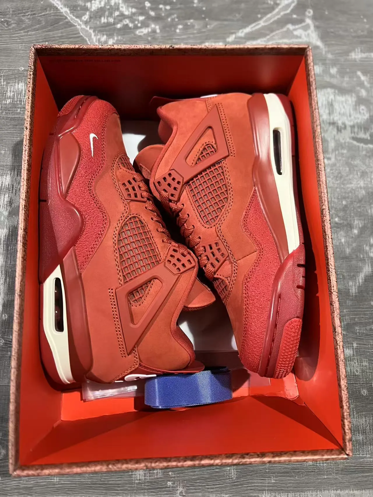 Nike Air Jordan 4 Red Suede Mesh Basketball Shoes 9
