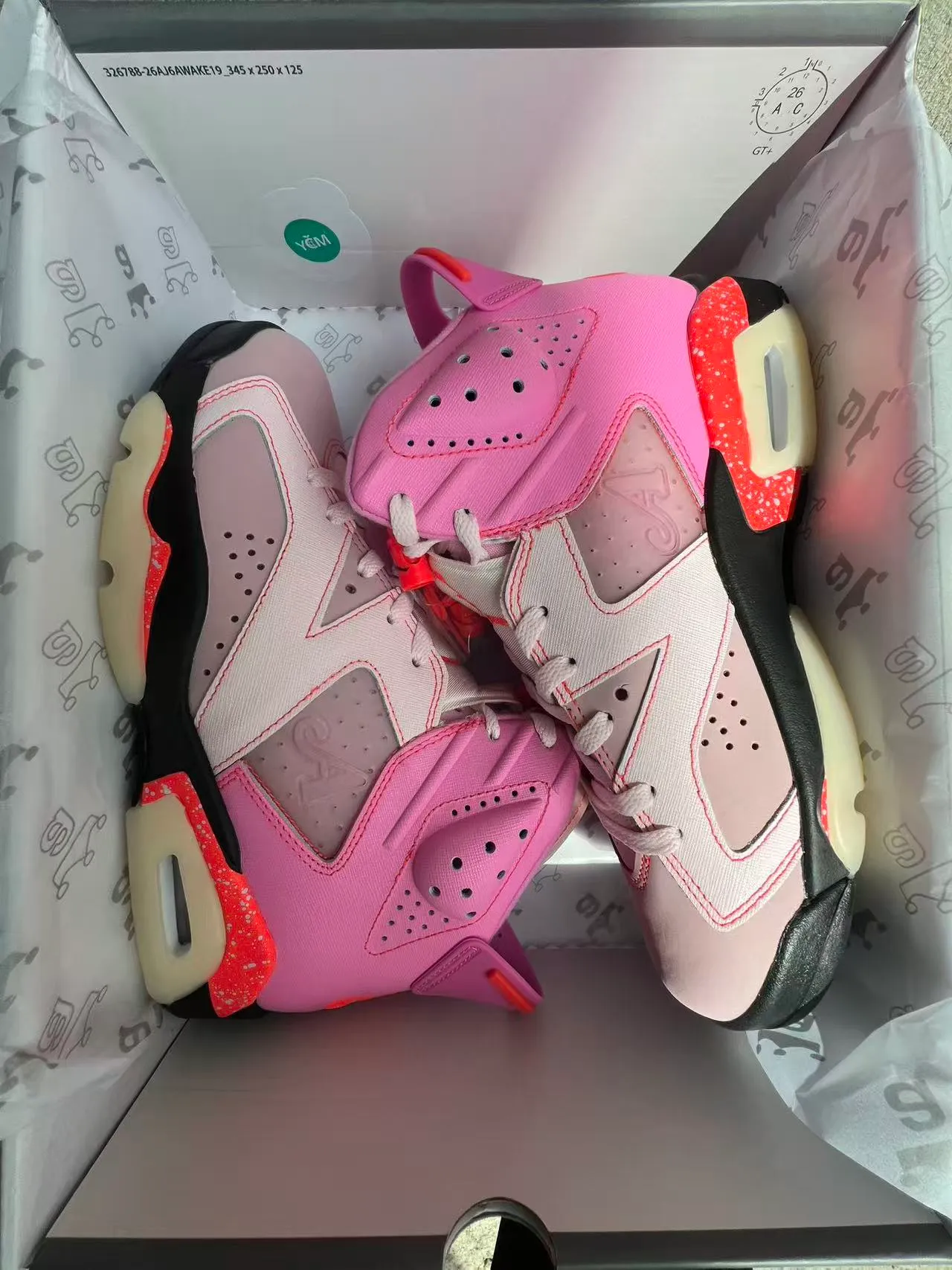 Nike Air Jordan 6 Pink Gray Orange Speckle Basketball Shoes 10