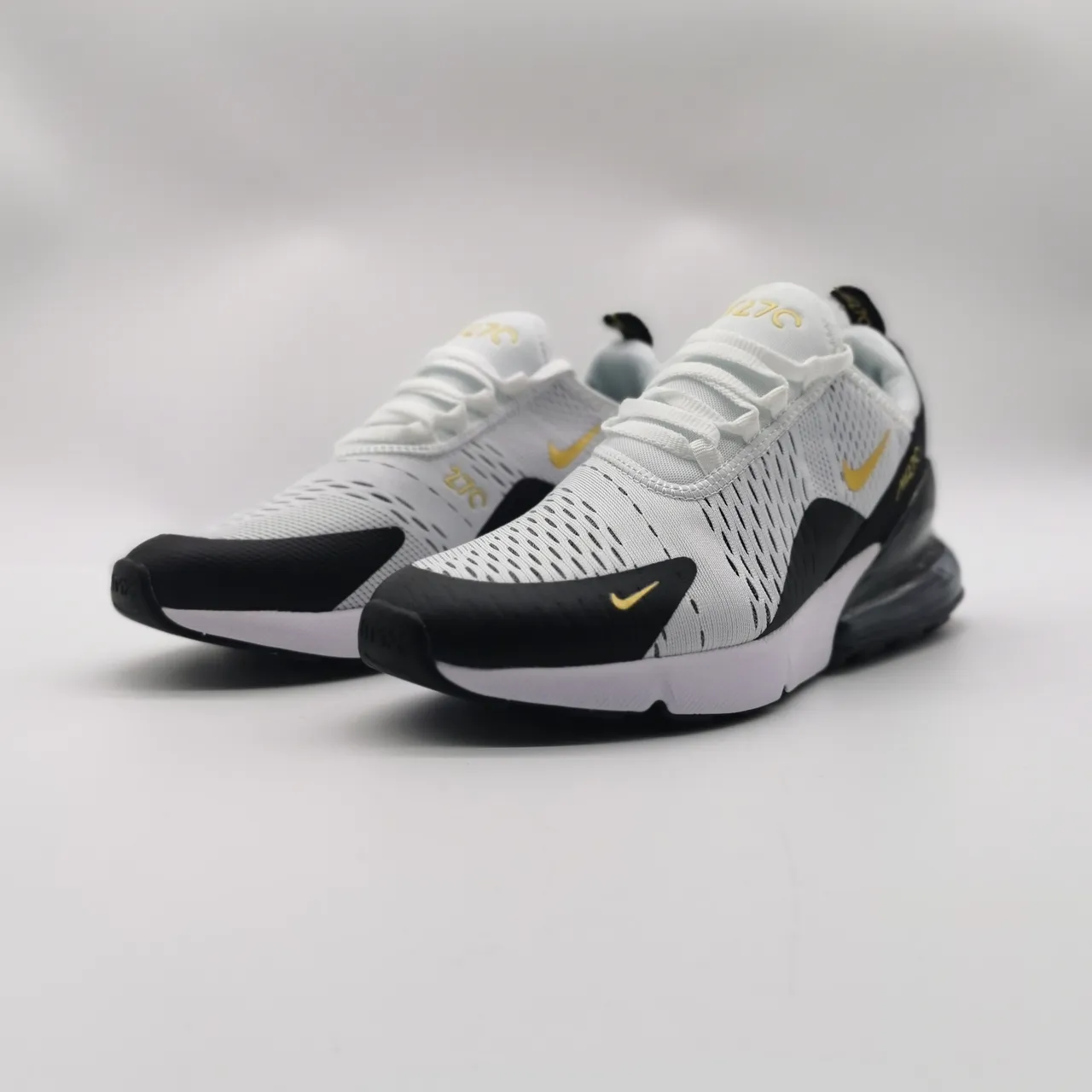 Nike Air Max 270 White Black Gold Lifestyle Sneakers 6