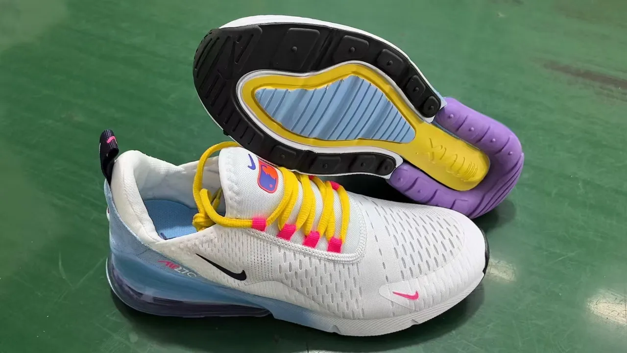 Nike Air Max 270 White Light Blue Pink Yellow Running Shoes 2
