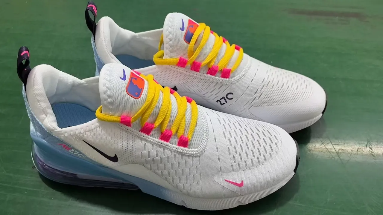 Nike Air Max 270 White Light Blue Pink Yellow Running Shoes 3