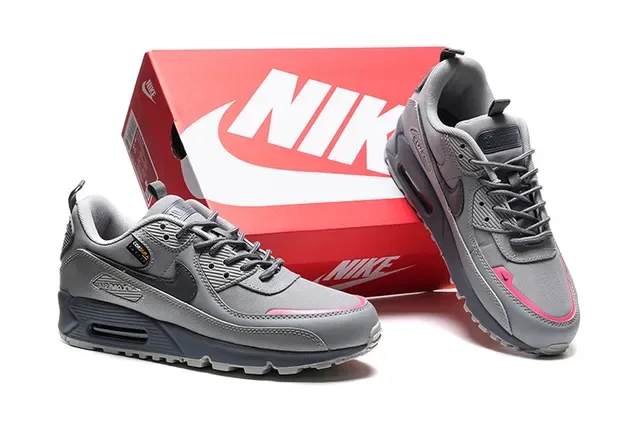 Nike Air Max 90 Gray Pink Low-Top Visible Unit Lifestyle Sneakers 2