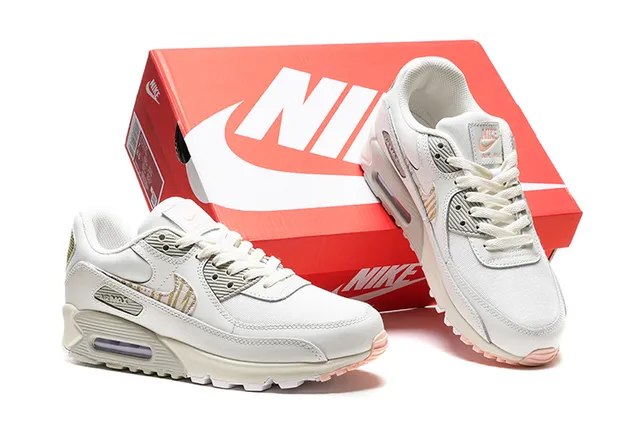 Nike Air Max 90 White Metallic Gold Olive Lifestyle Sneakers 2