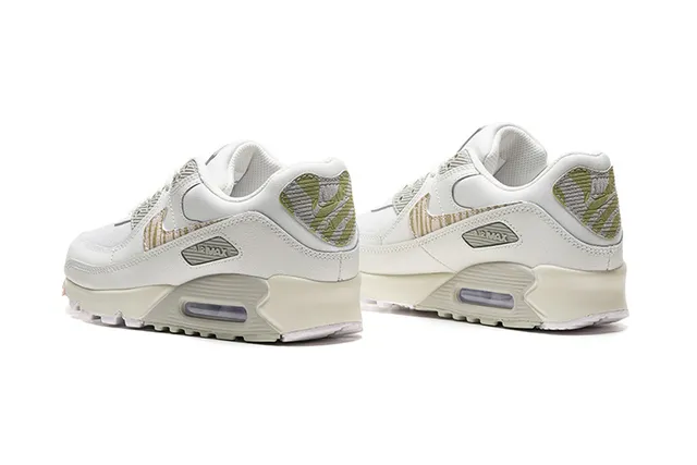 Nike Air Max 90 White Metallic Gold Olive Lifestyle Sneakers 3