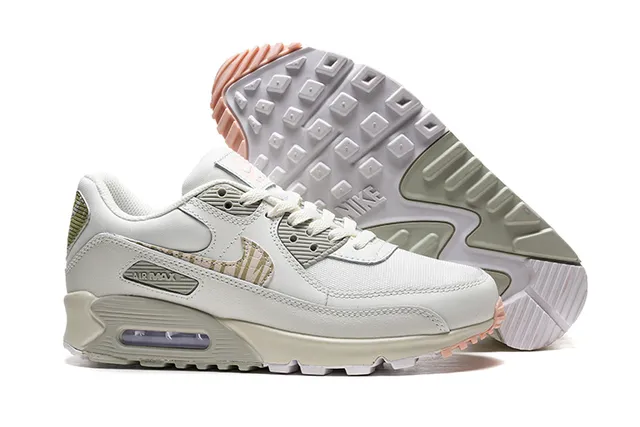 Nike Air Max 90 White Metallic Gold Olive Lifestyle Sneakers 4