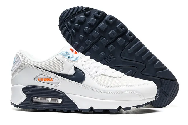 Nike Air Max 90 White Navy Orange Lifestyle Sneakers 2
