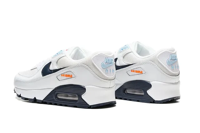 Nike Air Max 90 White Navy Orange Lifestyle Sneakers 4